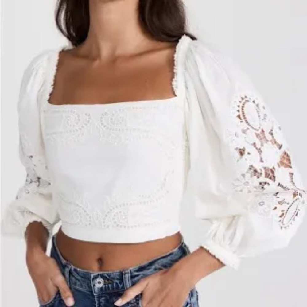 FARM Rio White Lace Women's Crop Top